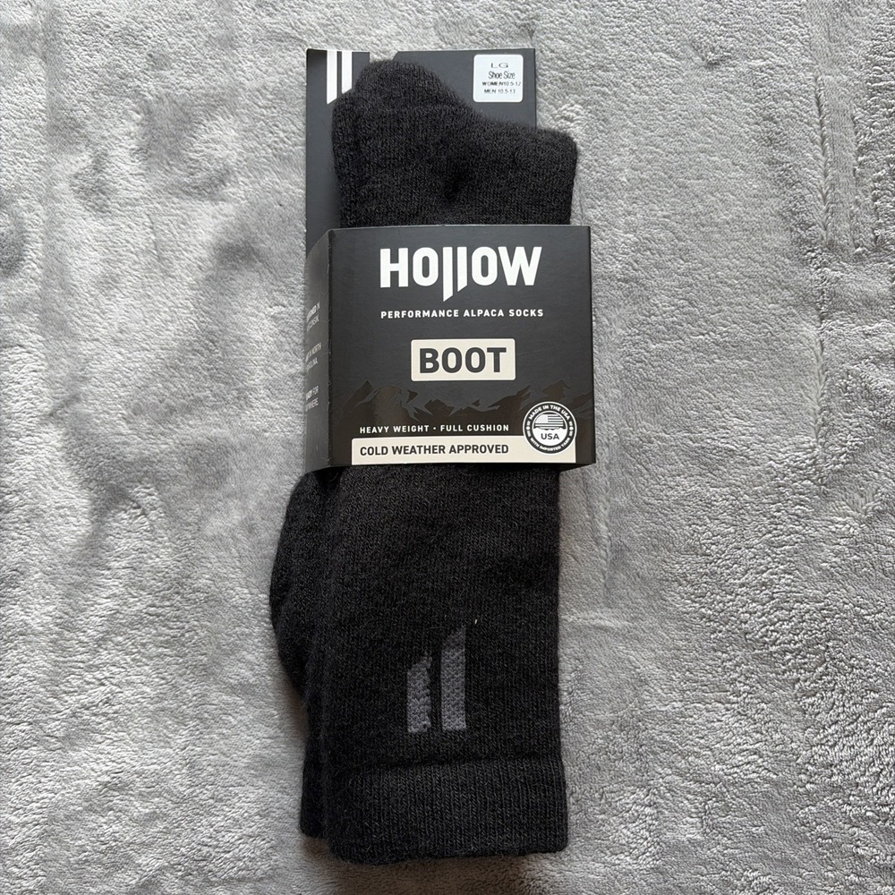 NEW 1 pr Hollow Performance Alpaca Boot Socks Black Large M 10.5 - 13 W 10.5-12
